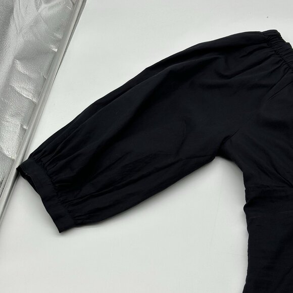Free People Teagan Size Medium Black Puff-Sleeve On/Off Shoulder Peplum Blouse - Picture 5 of 11